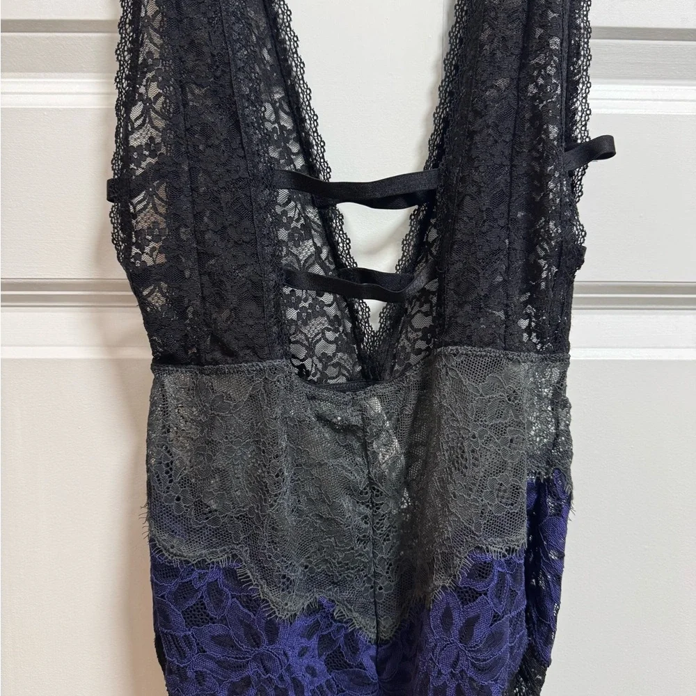 Free People Intimately Black and Blue Lace Bodysuit - Picture 8 of 11